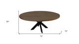 72" Gray Beige And Black Solid Wood And Iron Round Dining Table - Homeroots - Flyclothing LLC