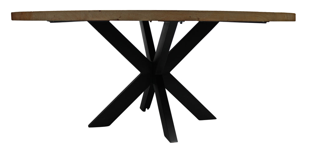 72" Gray Beige And Black Solid Wood And Iron Round Dining Table - Homeroots