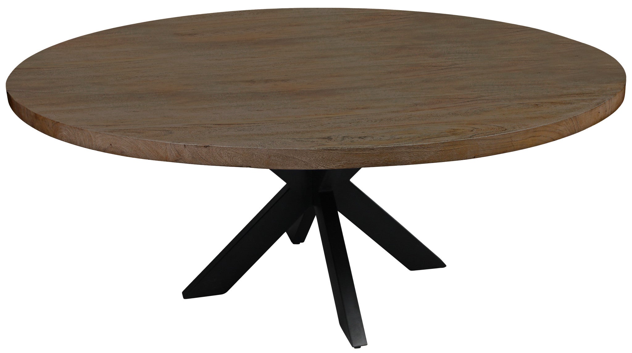 72" Gray Beige And Black Solid Wood And Iron Round Dining Table - Homeroots - Flyclothing LLC