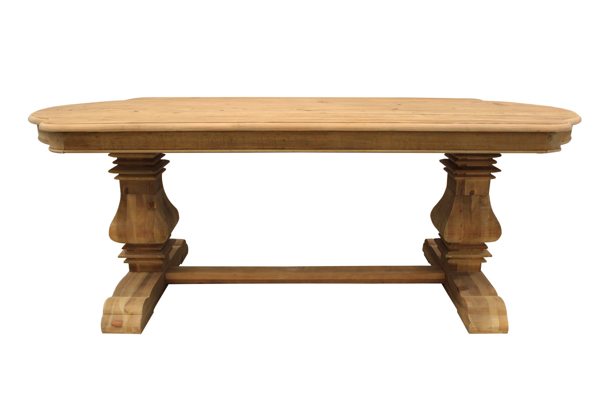84" Natural Solid Wood Trestle Base Dining Table - Homeroots - Flyclothing LLC