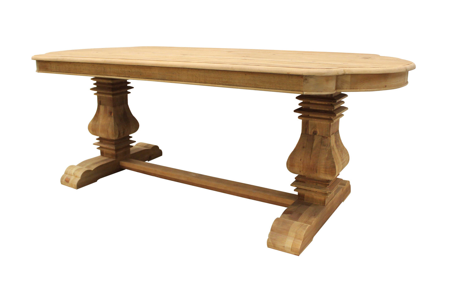 84" Natural Solid Wood Trestle Base Dining Table - Homeroots - Flyclothing LLC