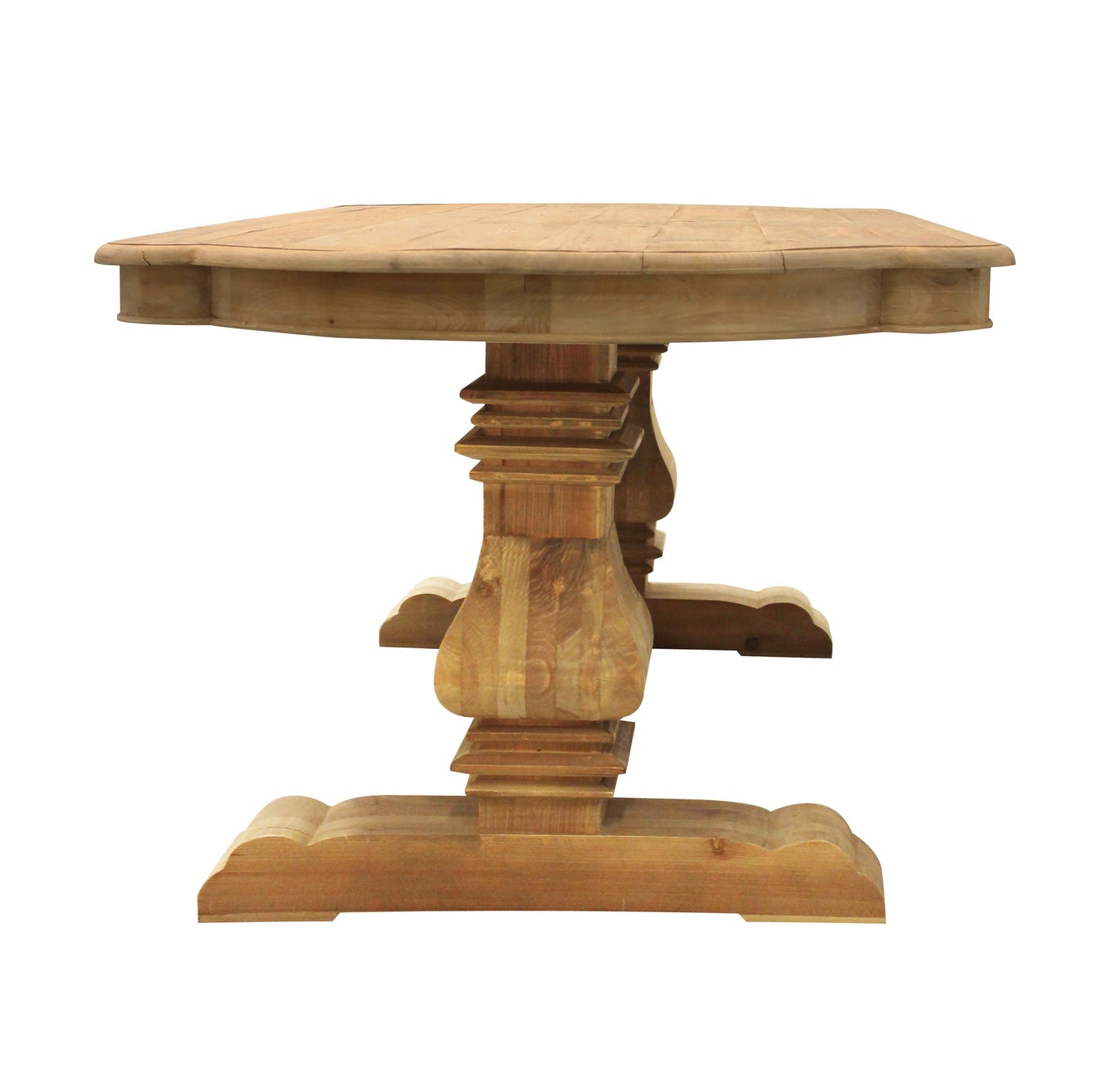 84" Natural Solid Wood Trestle Base Dining Table - Homeroots - Flyclothing LLC