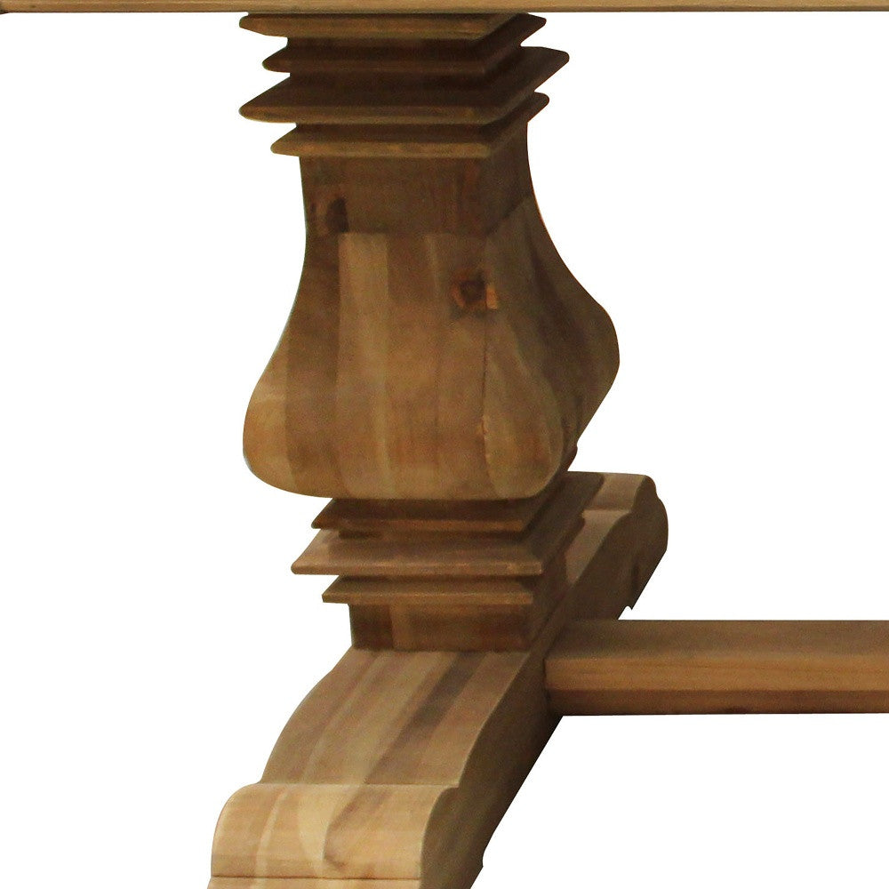 84" Natural Solid Wood Trestle Base Dining Table - Homeroots - Flyclothing LLC