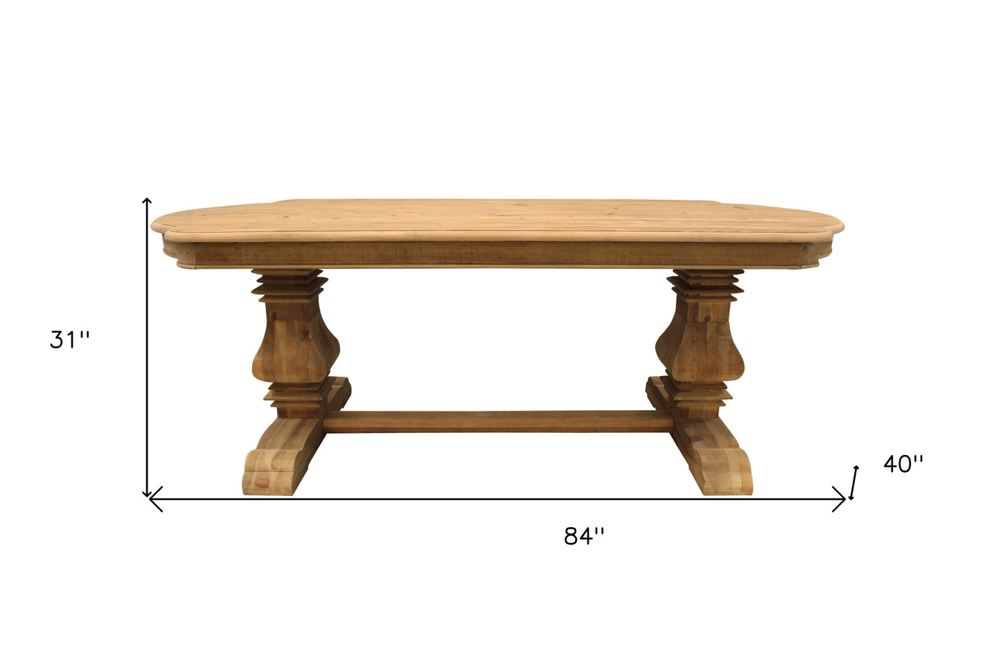 84" Natural Solid Wood Trestle Base Dining Table - Homeroots - Flyclothing LLC