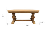 84" Natural Solid Wood Trestle Base Dining Table - Homeroots - Flyclothing LLC