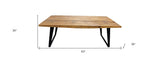 63" Natural And Black Solid Wood And Iron Sled Base Dining Table - Homeroots - Flyclothing LLC