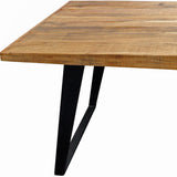 63" Natural And Black Solid Wood And Iron Sled Base Dining Table - Homeroots - Flyclothing LLC