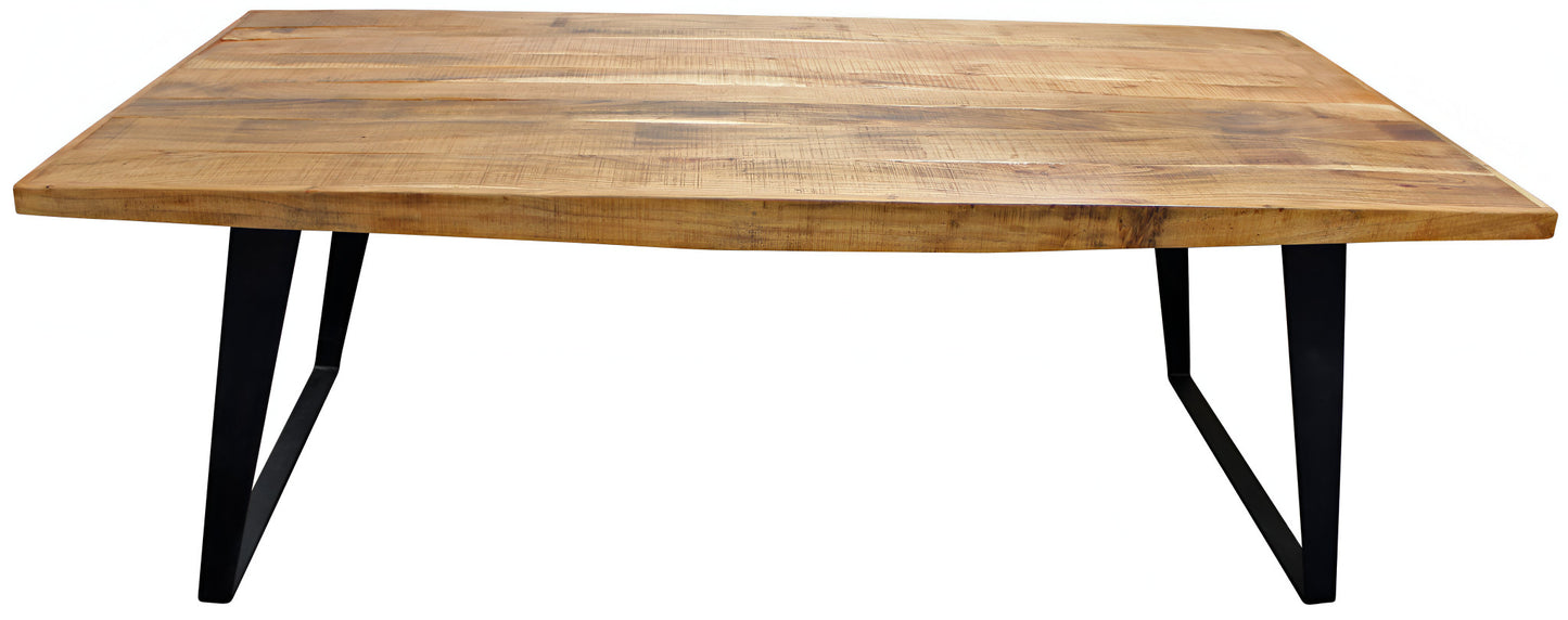 63" Natural And Black Solid Wood And Iron Sled Base Dining Table - Homeroots - Flyclothing LLC