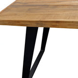 84" Natural And Black Solid Wood And Iron Sled Base Dining Table - Homeroots