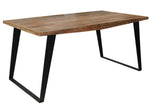 84" Natural And Black Solid Wood And Iron Sled Base Dining Table - Homeroots