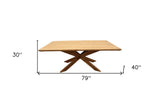 79" Natural Solid Wood Pedestal Base Dining Table - Homeroots - Flyclothing LLC