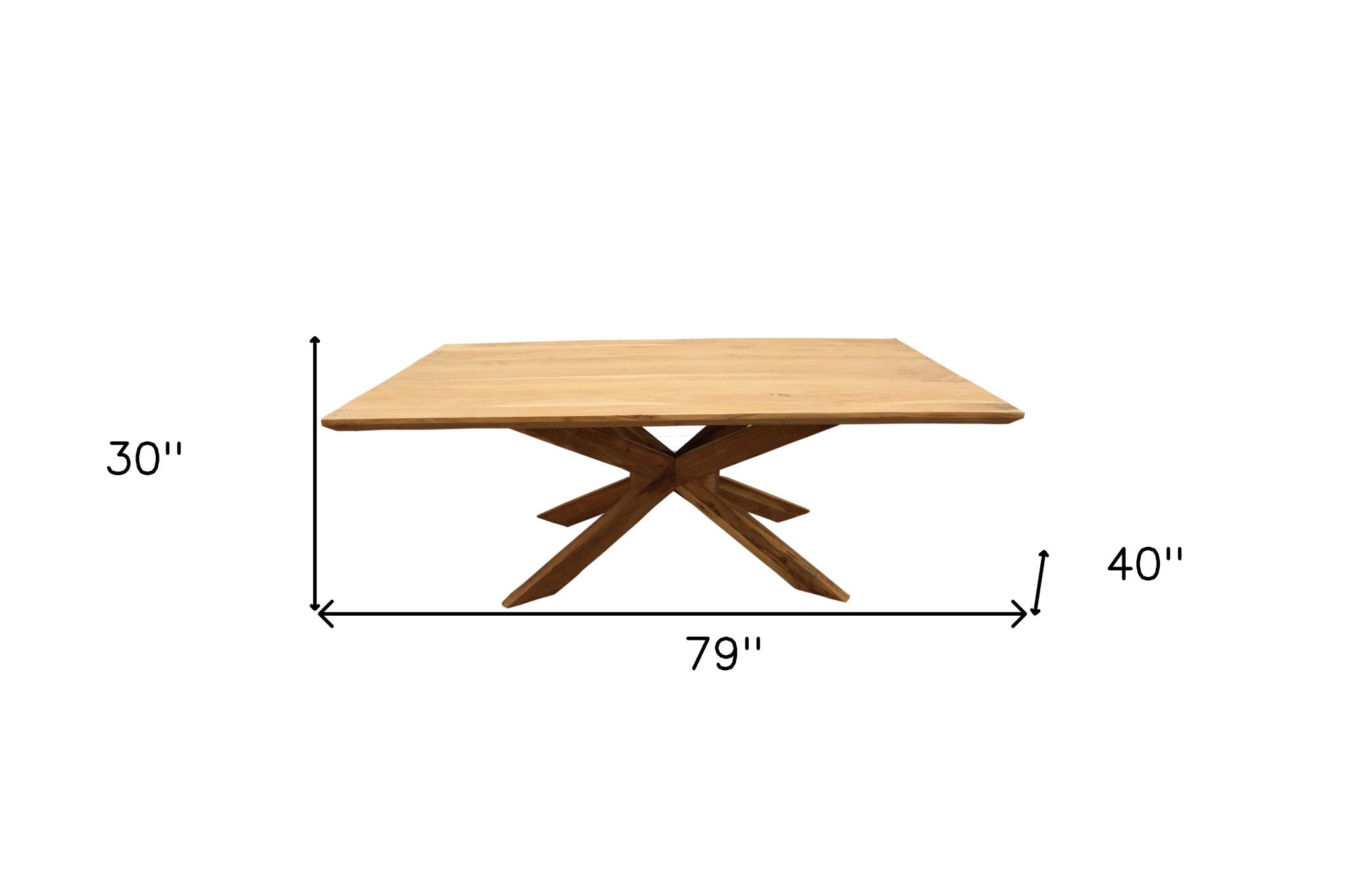 79" Natural Solid Wood Pedestal Base Dining Table - Homeroots - Flyclothing LLC