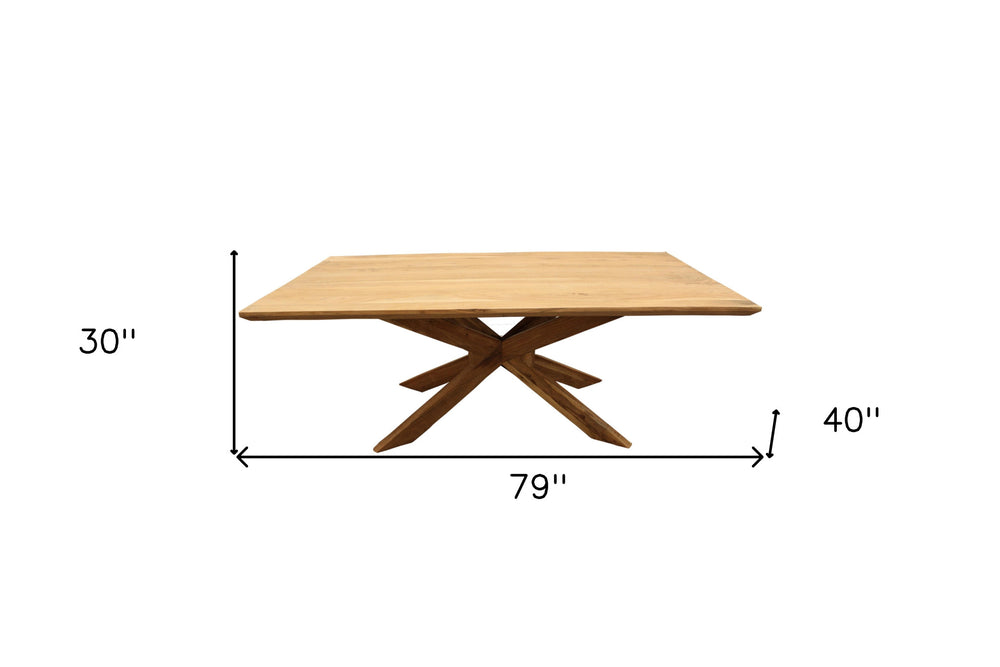 79" Natural Solid Wood Pedestal Base Dining Table - Homeroots