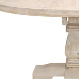 58" Natural Rounded Solid Wood Pedestal Base Dining Table - Homeroots
