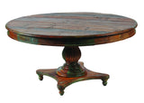 60" Brown Rounded Solid Wood Pedestal Base Dining Table - Homeroots - Flyclothing LLC