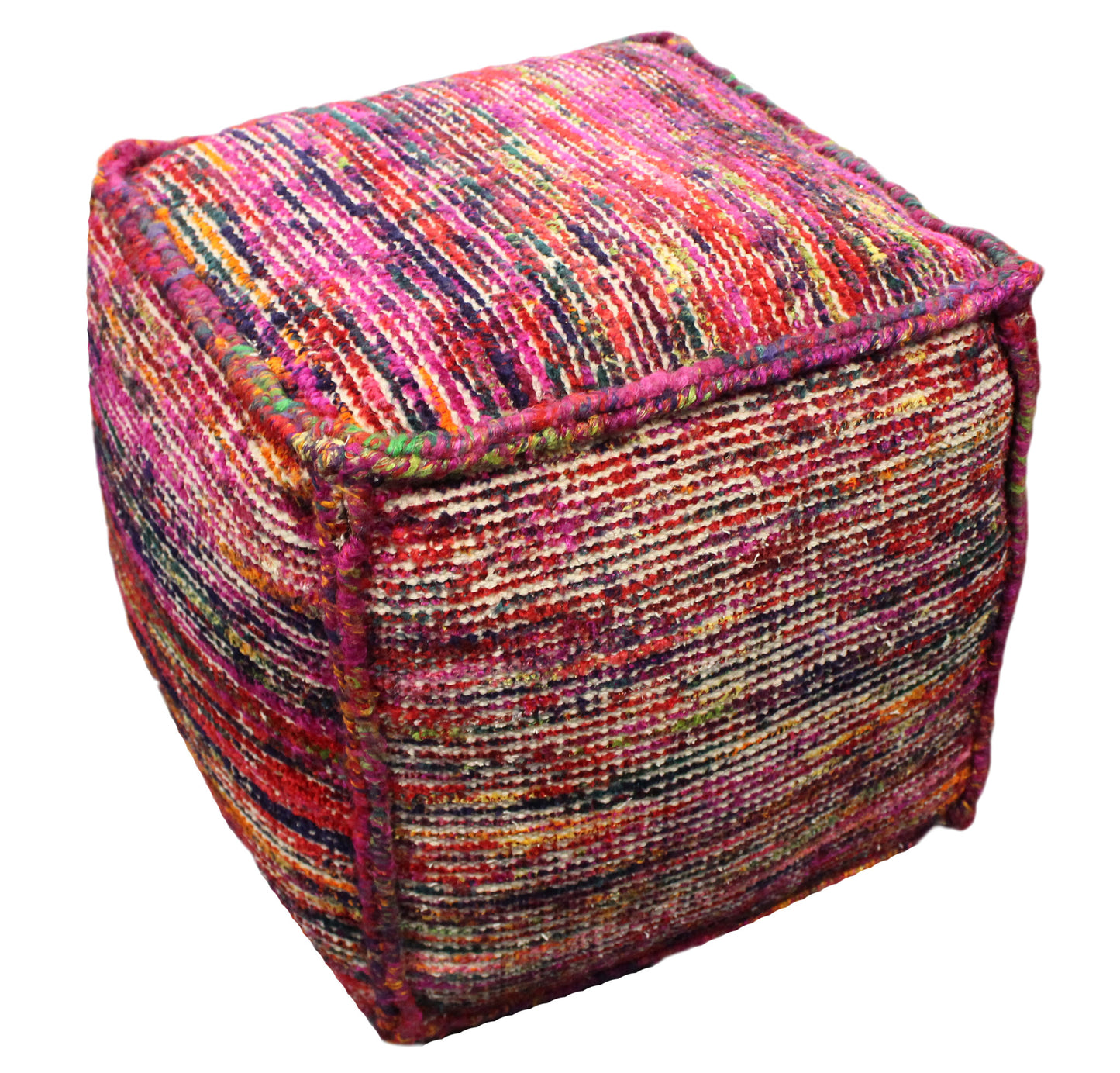 18" Pink Wool Cube Pouf Ottoman - Homeroots - Flyclothing LLC