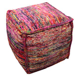 18" Pink Wool Cube Pouf Ottoman - Homeroots - Flyclothing LLC