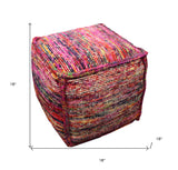 18" Pink Wool Cube Pouf Ottoman - Homeroots - Flyclothing LLC