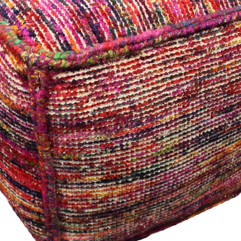 18" Pink Wool Cube Pouf Ottoman - Homeroots - Flyclothing LLC