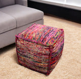 18" Pink Wool Cube Pouf Ottoman - Homeroots - Flyclothing LLC