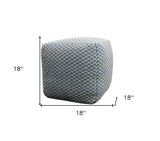 18" Blue and Beige Wool Cube Trellis Pouf Ottoman - Homeroots - Flyclothing LLC