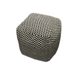 18" Black and Ivory Wool Cube Geometric Pouf Ottoman - Homeroots - Flyclothing LLC