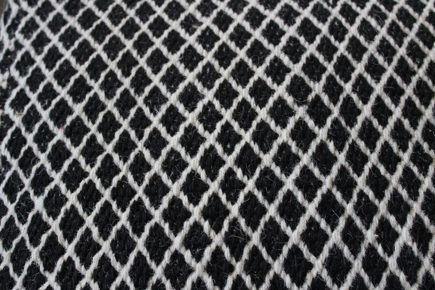 18" Black and Ivory Wool Cube Geometric Pouf Ottoman - Homeroots - Flyclothing LLC