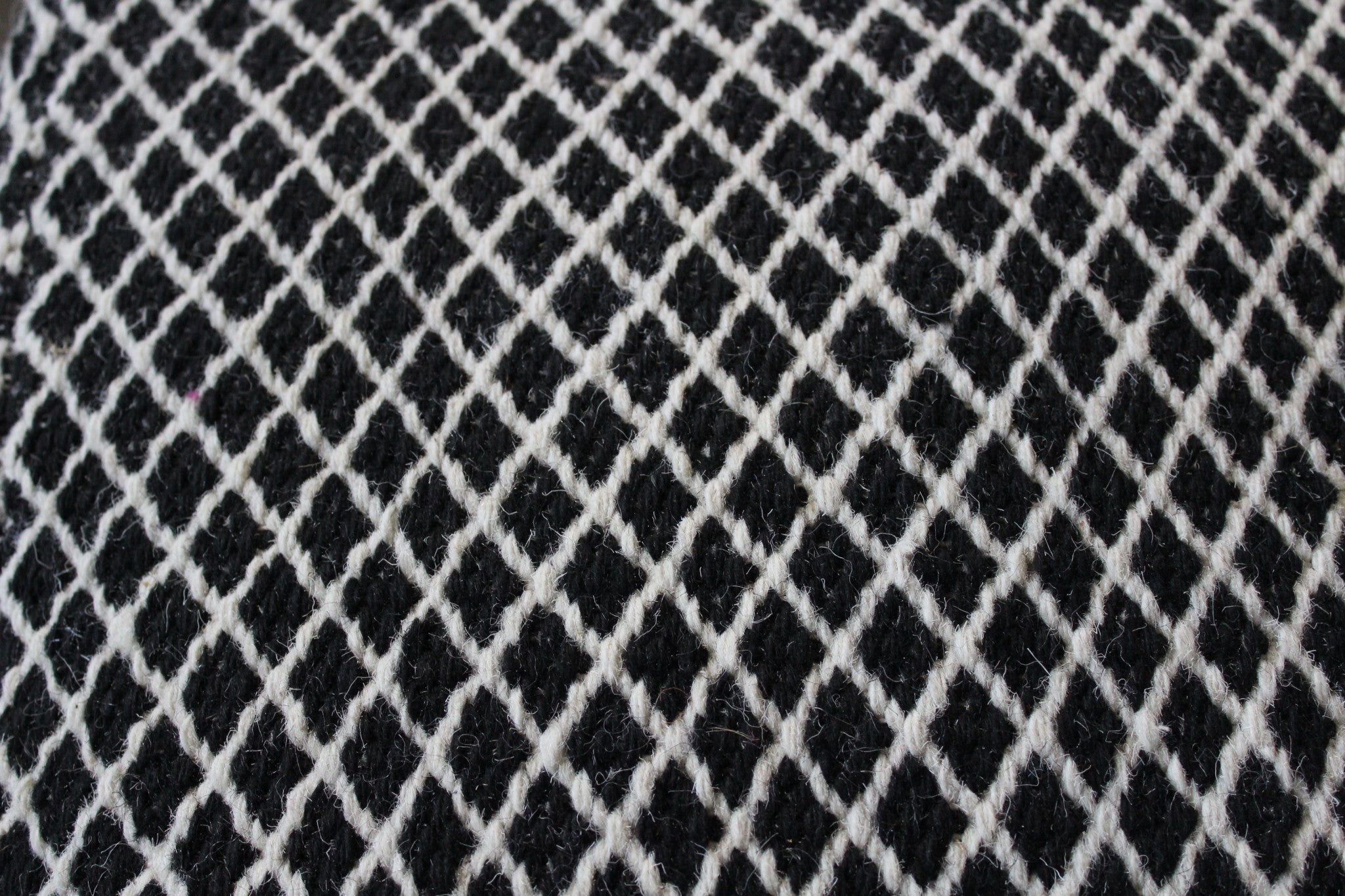 18" Black and Ivory Wool Cube Geometric Pouf Ottoman - Homeroots - Flyclothing LLC