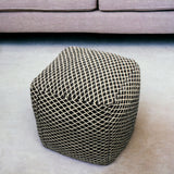 18" Black and Ivory Wool Cube Geometric Pouf Ottoman - Homeroots - Flyclothing LLC