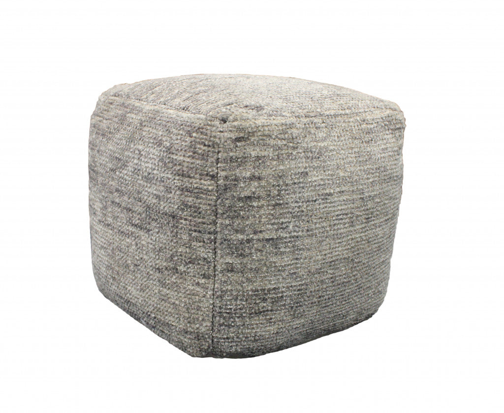 18" Gray Wool Cube Pouf Ottoman - Homeroots - Flyclothing LLC