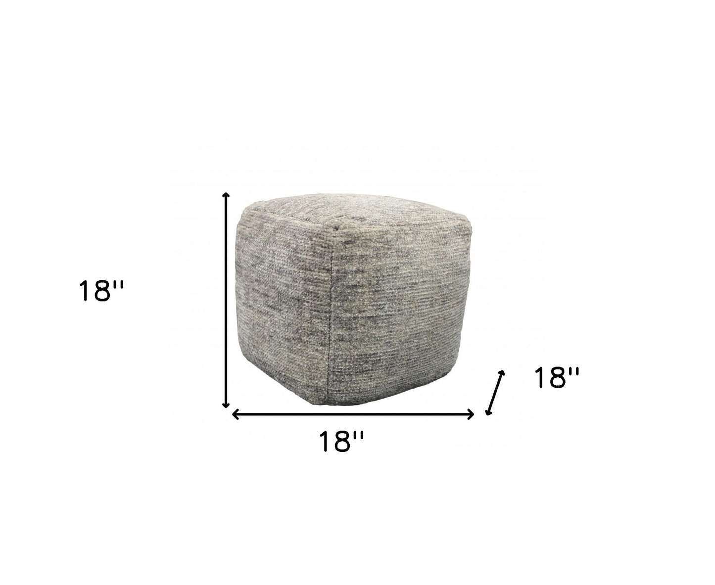 18" Gray Wool Cube Pouf Ottoman - Homeroots - Flyclothing LLC