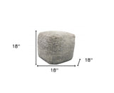 18" Gray Wool Cube Pouf Ottoman - Homeroots - Flyclothing LLC