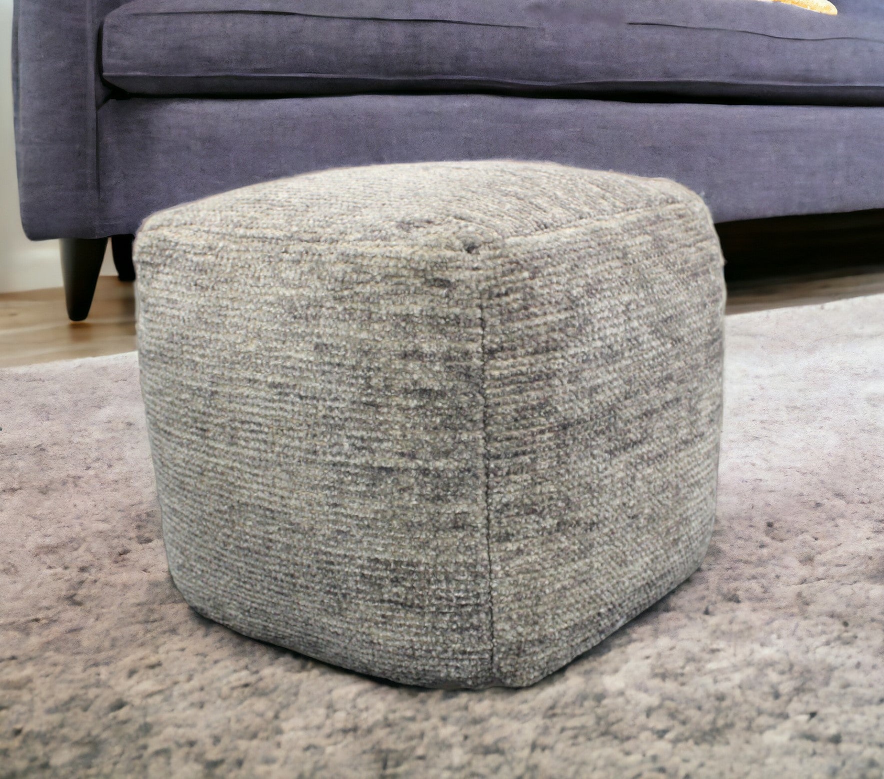 18" Gray Wool Cube Pouf Ottoman - Homeroots - Flyclothing LLC