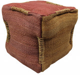 18" Pink and Orange Jute Cube Pouf Ottoman - Homeroots - Flyclothing LLC