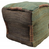 18" Green and Brown Jute Cube Pouf Ottoman - Homeroots - Flyclothing LLC