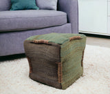 18" Green and Brown Jute Cube Pouf Ottoman - Homeroots - Flyclothing LLC