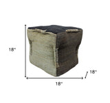 18" Black and Taupe Jute Cube Pouf Ottoman - Homeroots - Flyclothing LLC