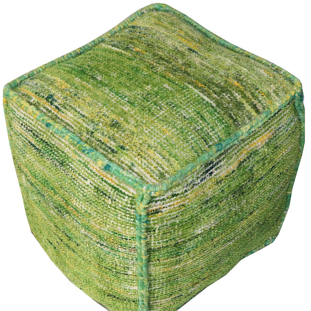 18" Green Recycled Silk and Cotton Blend Cube Pouf Ottoman - Homeroots - Flyclothing LLC