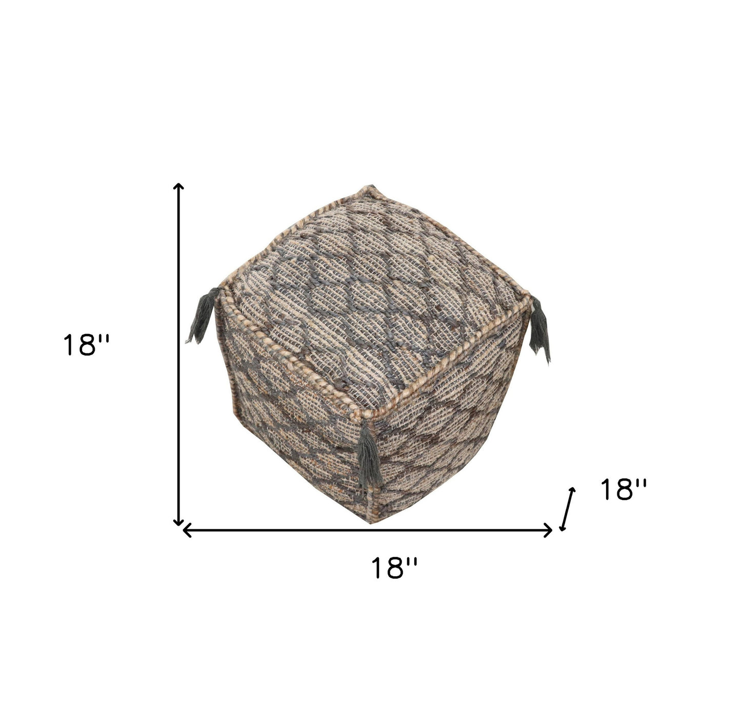 18" Natural Gray And Taupe Jute Cube Trellis Pouf Ottoman - Homeroots - Flyclothing LLC