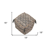 18" Natural Gray And Taupe Jute Cube Trellis Pouf Ottoman - Homeroots - Flyclothing LLC