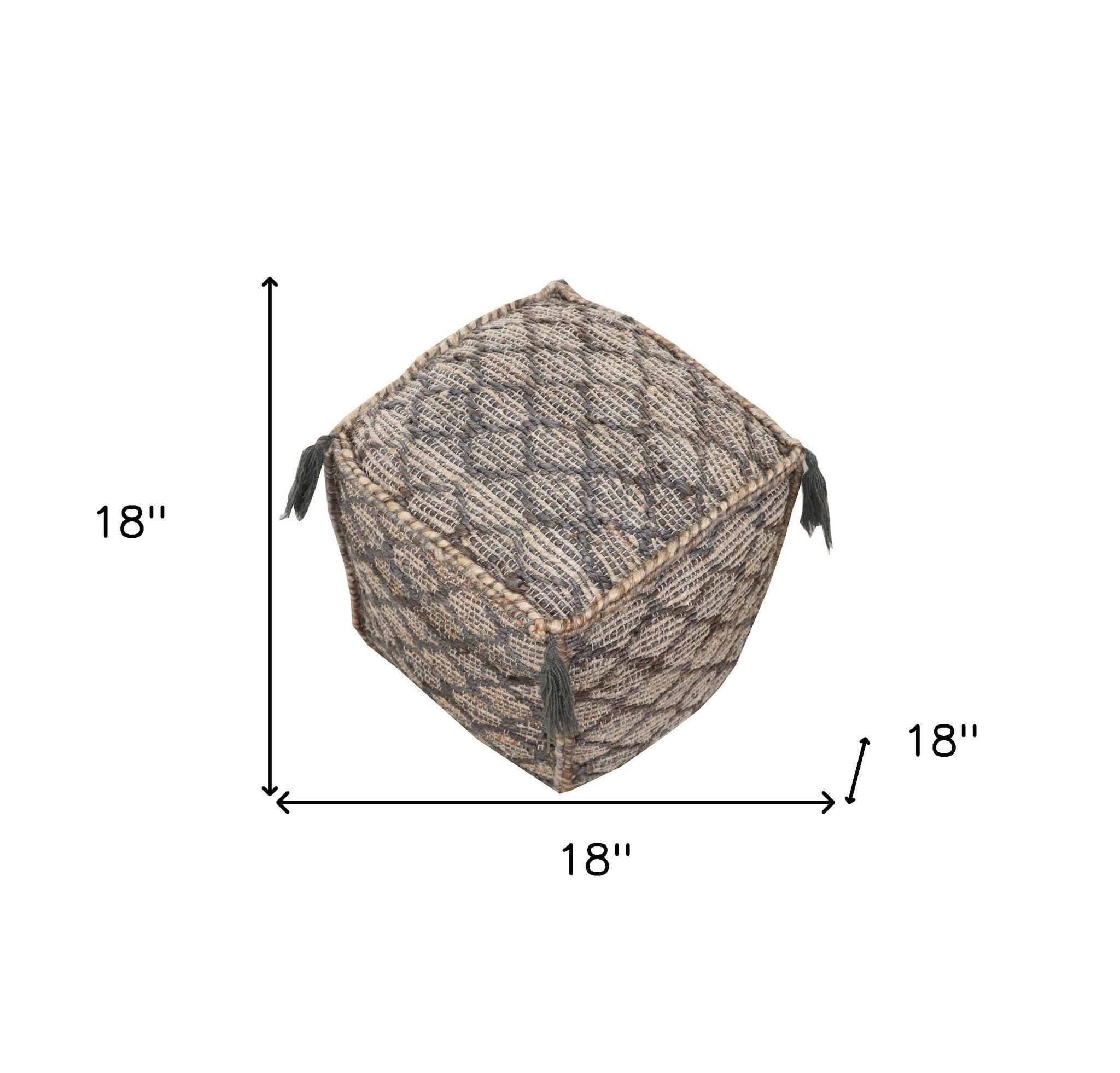 18" Natural Gray And Taupe Jute Cube Trellis Pouf Ottoman - Homeroots - Flyclothing LLC