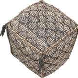 18" Natural Gray And Taupe Jute Cube Trellis Pouf Ottoman - Homeroots - Flyclothing LLC