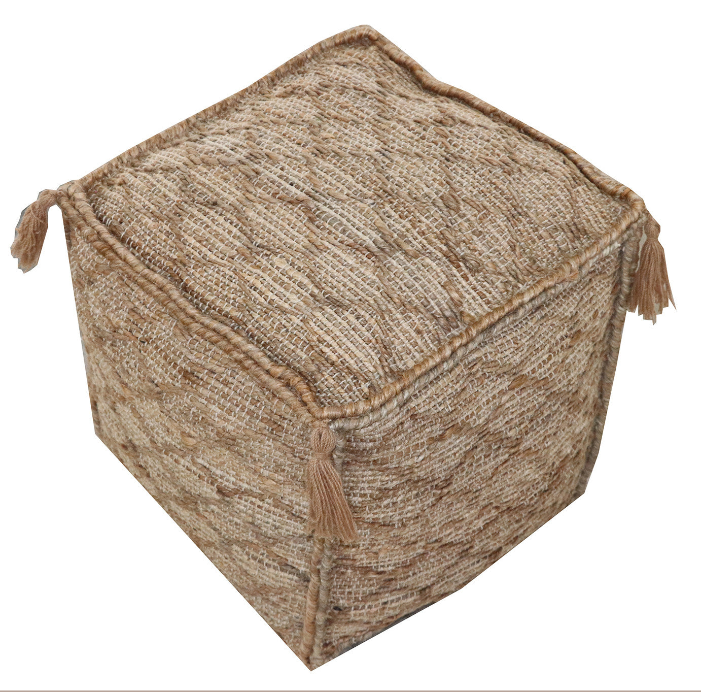 18" Brown Jute Cube Trellis Pouf Ottoman - Homeroots - Flyclothing LLC