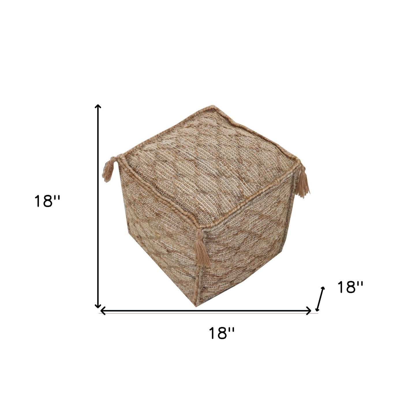 18" Brown Jute Cube Trellis Pouf Ottoman - Homeroots - Flyclothing LLC