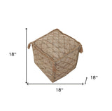 18" Brown Jute Cube Trellis Pouf Ottoman - Homeroots - Flyclothing LLC
