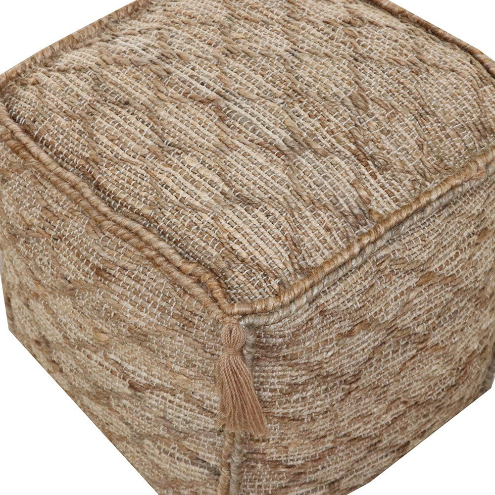 18" Brown Jute Cube Trellis Pouf Ottoman - Homeroots - Flyclothing LLC