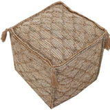 18" Brown Jute Cube Trellis Pouf Ottoman - Homeroots - Flyclothing LLC