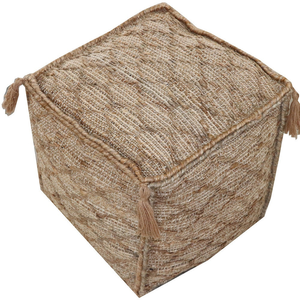 18" Brown Jute Cube Trellis Pouf Ottoman - Homeroots - Flyclothing LLC