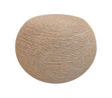 20" Beige Wool Round Ribbed Pouf Ottoman - Homeroots - Flyclothing LLC