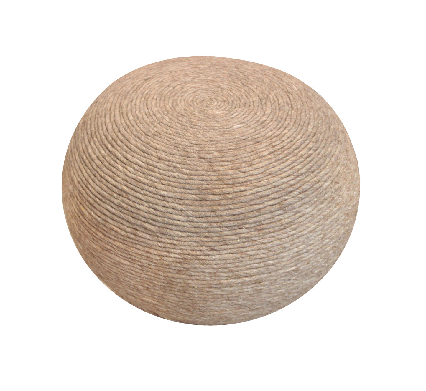 20" Beige Wool Round Ribbed Pouf Ottoman - Homeroots - Flyclothing LLC